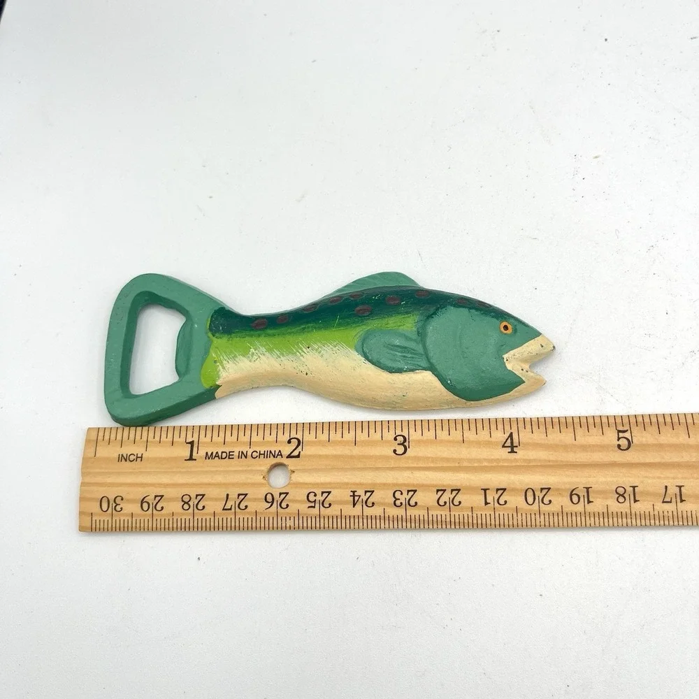 Vintage Bottle Opener Cast Iron Speckled Rainbow Trout Fish Barware‎